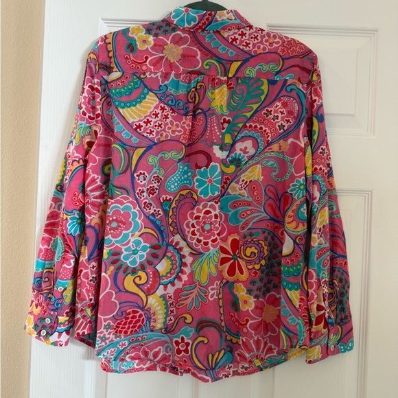 Talbots 100% Cotton Pink and Blue Paisley Shirt - Picture 6 of 6